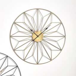 Metal Geometric Design Round Wall Clock - Gold - thumbnail 3
