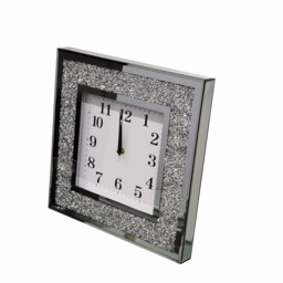 English Numbered Square Wall Clock - Crushed Diamante  - Silver - thumbnail 4