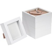 "3D Box Photo Frame - 4"" x 4"" - White - White" - image 1