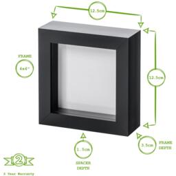 "3D Box Photo Frame - 4"" x 4"" - White - White" - thumbnail 4
