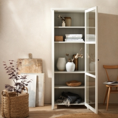 Single Glass Display Cabinet, White, One Size