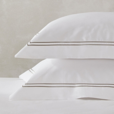 Luxurious Symons Double Row Cord Oxford Pillowcase - White/Mink - image 1