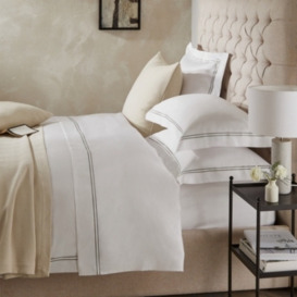 Luxurious Symons Double Row Cord Duvet Cover in White/Mink - UK's Best Bed Linen