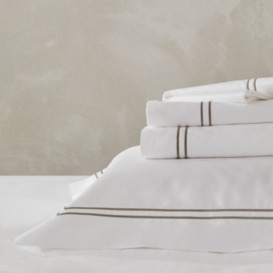 Luxurious Symons Double Row Cord Flat Sheet in White/Mink, King Size