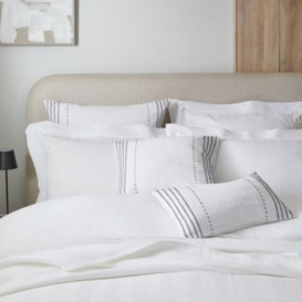 The White Company Bali Stripe Cushion, White/Black, Size: Medium Square
