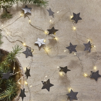 Metal Star Fairy Lights – 38 Bulbs, Silver, One Size