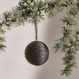 Smoke Grey crafted Beaded Bauble - 8cm - thumbnail 1