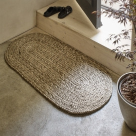 Braided Jute Oval Double Doormat, Natural, One Size - thumbnail 2