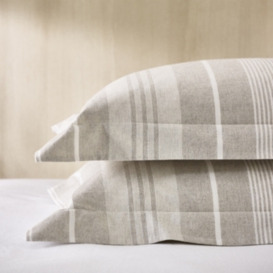 Brecon Stripe Oxford Pillow Case in Natural Marl - Soft and Cosy Bedding