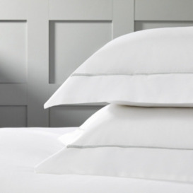 Savoy Oxford Pillowcase – Single, White/Silver, Standard