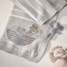 Organic Cotton Noah’s Ark Baby Blanket, Multi, One Size - thumbnail 2