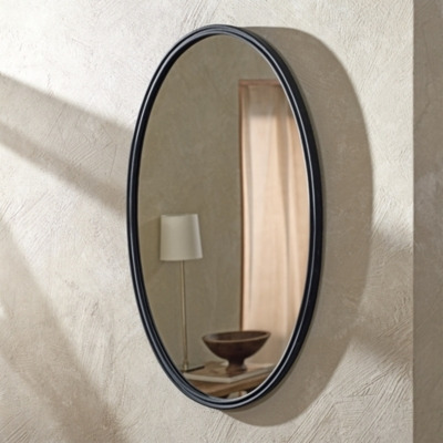Bridport Oval Mirror, Black, One Size - image 1