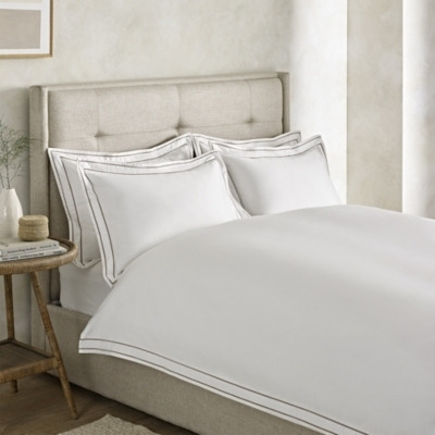 Highbury Duvet Cover, White/Mink, Single