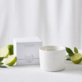 The White Company Lime & Bay Ceramic 2 Wick Candle, No Colour, Size: One Size