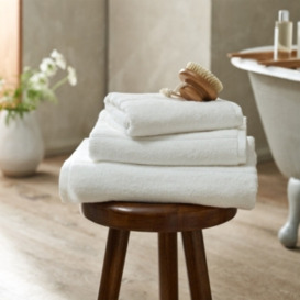 The White Company Ecoloom Bath Towel, White/Grey, Size: Bath Towel