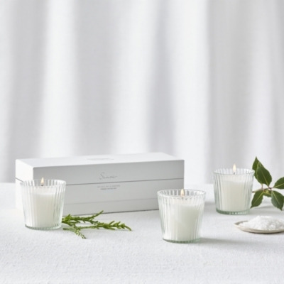 Summer Ribbed Votive Candles – Set of 3, No Colour, One Size - image 1
