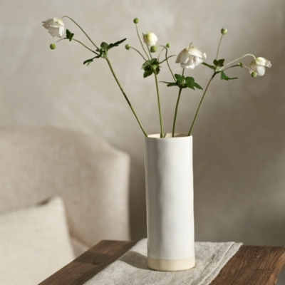 Parham Ceramic Cylinder Vase, White, One Size - image 1