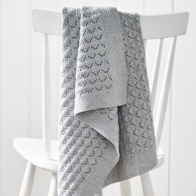 Organic Cotton Heirloom Grey Baby Blanket, Grey, One Size - image 1