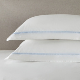 The White Company Marley Oxford Pillowcase - Single, White/Blue, Size: Standard