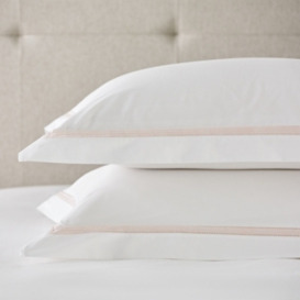 The White Company Harper Oxford Pillowcase - Single, White/Pink, Size: Standard