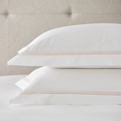 The White Company Harper Oxford Pillowcase - Single, White/Pink, Size: Super King - image 1