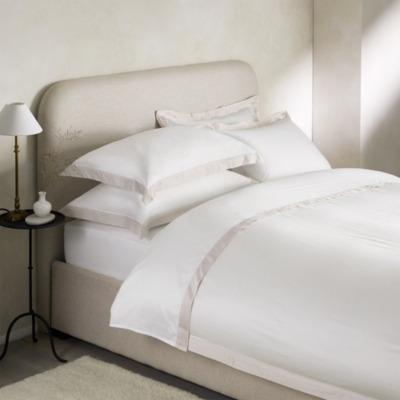 The White Company Riley Duvet Cover, White/Oyster, Size: Emperor