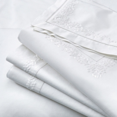 Adeline Vintage-Style White Cotton Percale Flat Sheet - Double Size - image 1