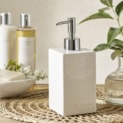 Elegant Newcombe Soap Dispenser in White | The White Company - image 1