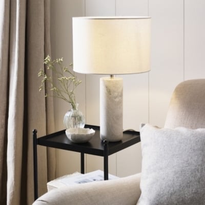 Contemporary Churwell Table Lamp in White Natural | distinctive Marble Base - image 1