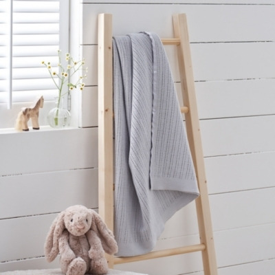 Grey Satin Edged Cellular Baby Blanket | The White Company UK - image 1