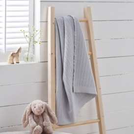 Grey Satin Edged Cellular Baby Blanket | The White Company UK - thumbnail 1