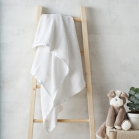 Soft Cotton Cellular Baby Blanket with Satin Edge | The White Company - thumbnail 1