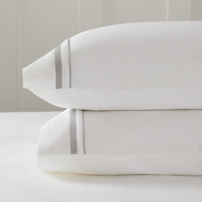 Luxurious Cavendish Classic Pillowcase - Single, White/Mink, Super King - image 1