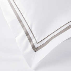 Luxurious Cavendish Classic Pillowcase - Single, White/Mink, Super King - thumbnail 2