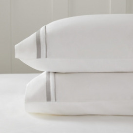 Luxurious Cavendish Classic Pillowcase - Single, White/Mink, Super King - thumbnail 1