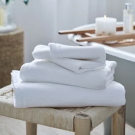 Luxurious White Spa Cloud Waffle Bath Towel