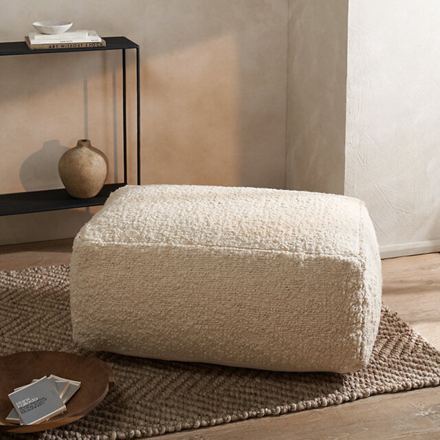 The White Company Pembury Pouffe, Chalk, Size: One Size