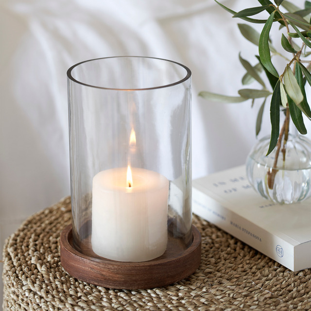 The White Company Mango Wood Hurricane Candle Holder - Medium, Natural, Size: One Size - image 1