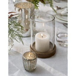 The White Company Mango Wood Hurricane Candle Holder - Medium, Natural, Size: One Size - thumbnail 2