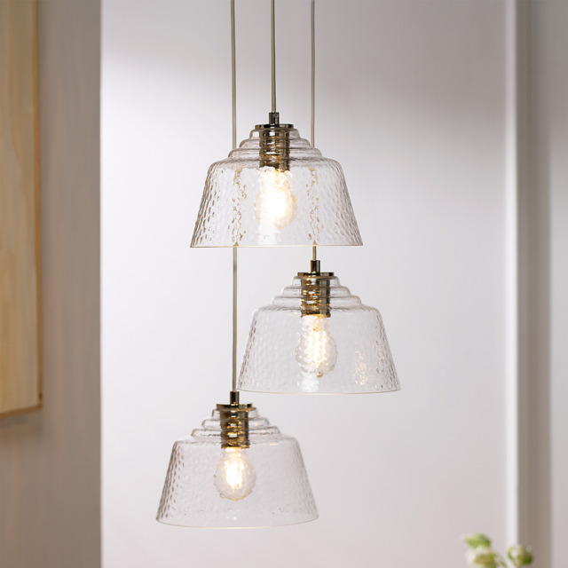 The White Company Lansdown Glass Triple Pendant, Silver/Clear, Size: One Size - image 1
