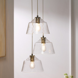 The White Company Lansdown Glass Triple Pendant, Silver/Clear, Size: One Size - thumbnail 1
