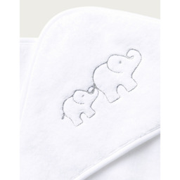 The White Company Organic Hydrocotton Elephant Hooded Baby Towel, White, Size: One Size - thumbnail 2
