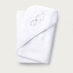 The White Company Organic Hydrocotton Elephant Hooded Baby Towel, White, Size: One Size - thumbnail 1