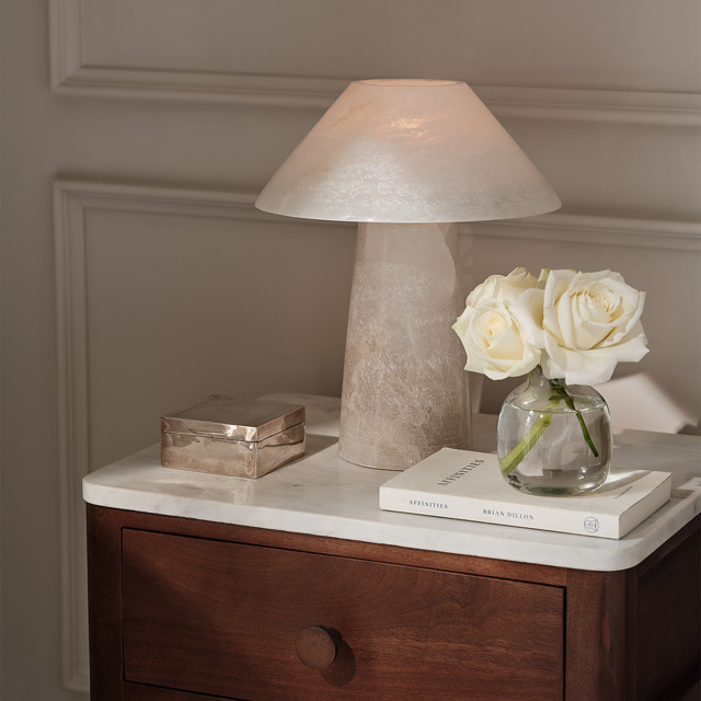The White Company Haddington Alabaster Table Lamp, White, Size: One Size - image 1