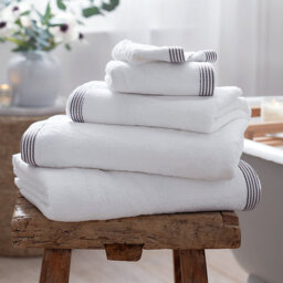 The White Company Stripe Border Bath Sheet