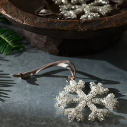 The White Company Beaded Snowflake Decoration - 7cm, Silver - thumbnail 1
