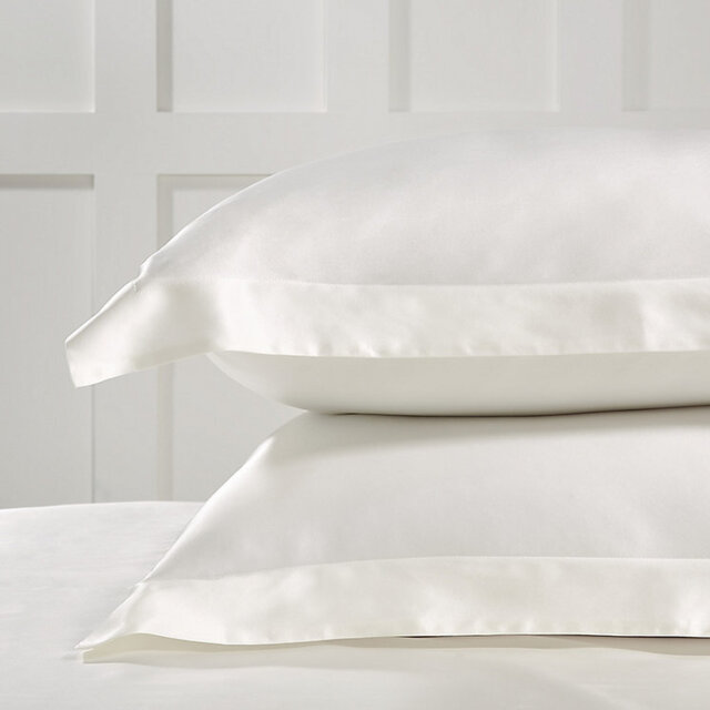 The White Company Audley Pure Silk Oxford Pillowcase with Border - Single