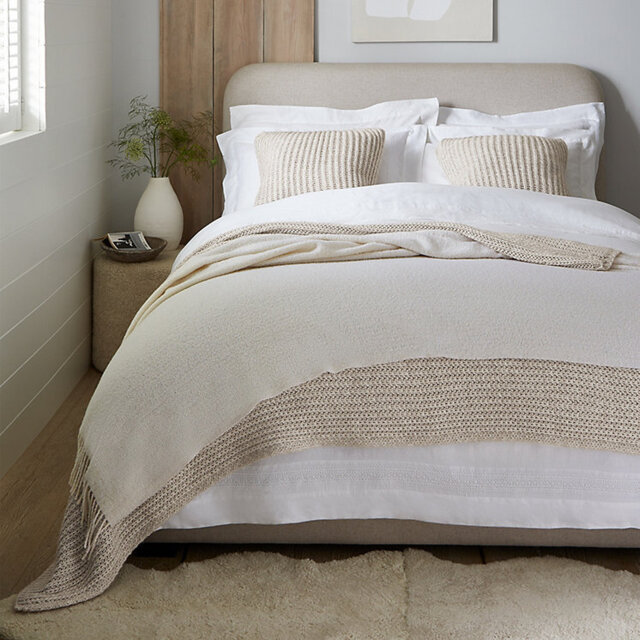 The White Company Albany Throw, Ivory, Size: Throw
