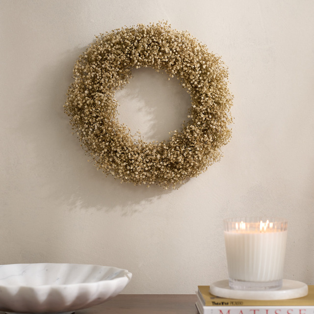 The White Company 35cm Dried Gypsophila Wreath, Natural, Size: One Size - image 1