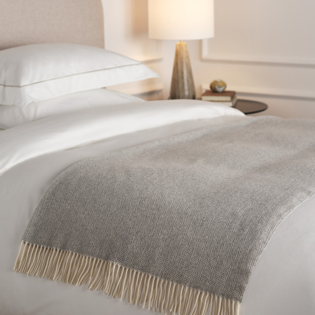 The White Company Luxury Wool Cashmere Herringbone Throw